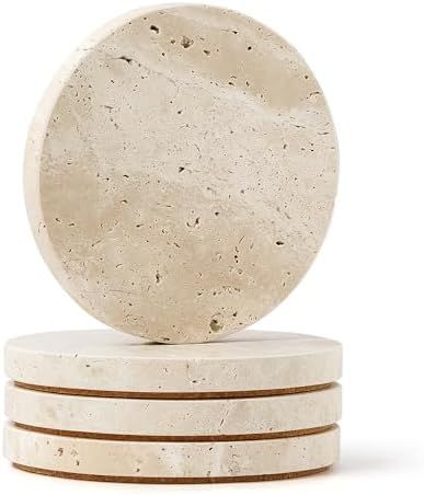 Natural Travertine Marble Coasters Set of 4